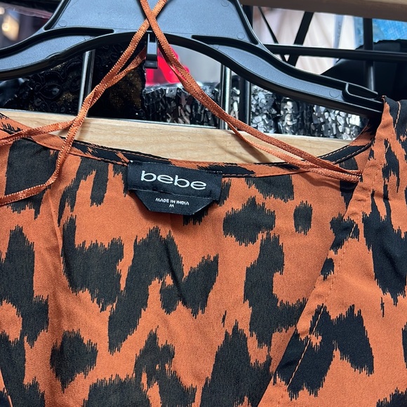 NWT,bebe Faux Wrap Tiered Skirt Dress,oramilt color - Picture 10 of 17